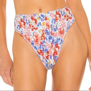 NWT L*SPACE Barlette High Waisted Smocked Bikini Bottom in Flowers Forever